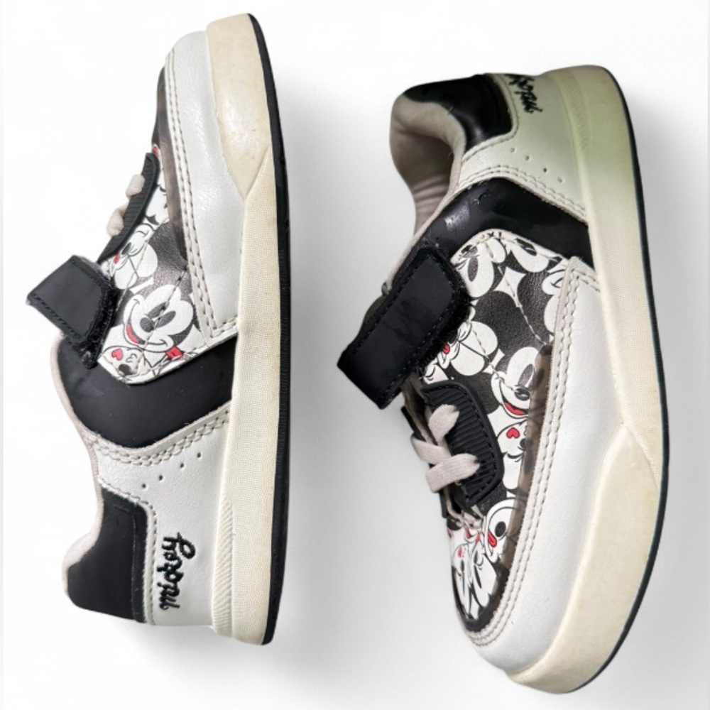 Zara Mickey Mouse Kids Sneakers Size 26 Black White Disney Velcro Low Top Boys